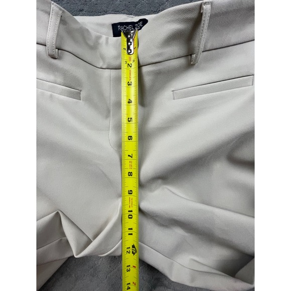 RACHEL ZOE Hi Rise Slim Leg Pants Beige Four Way Stretch Size 14 - Picture 7 of 11